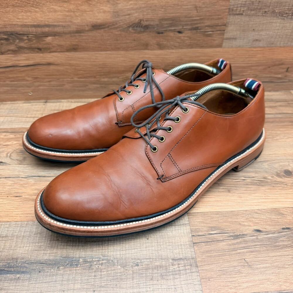 J Crew Oar Stripe Men's Size 13 Brown Leather Derbys Dress Shoes